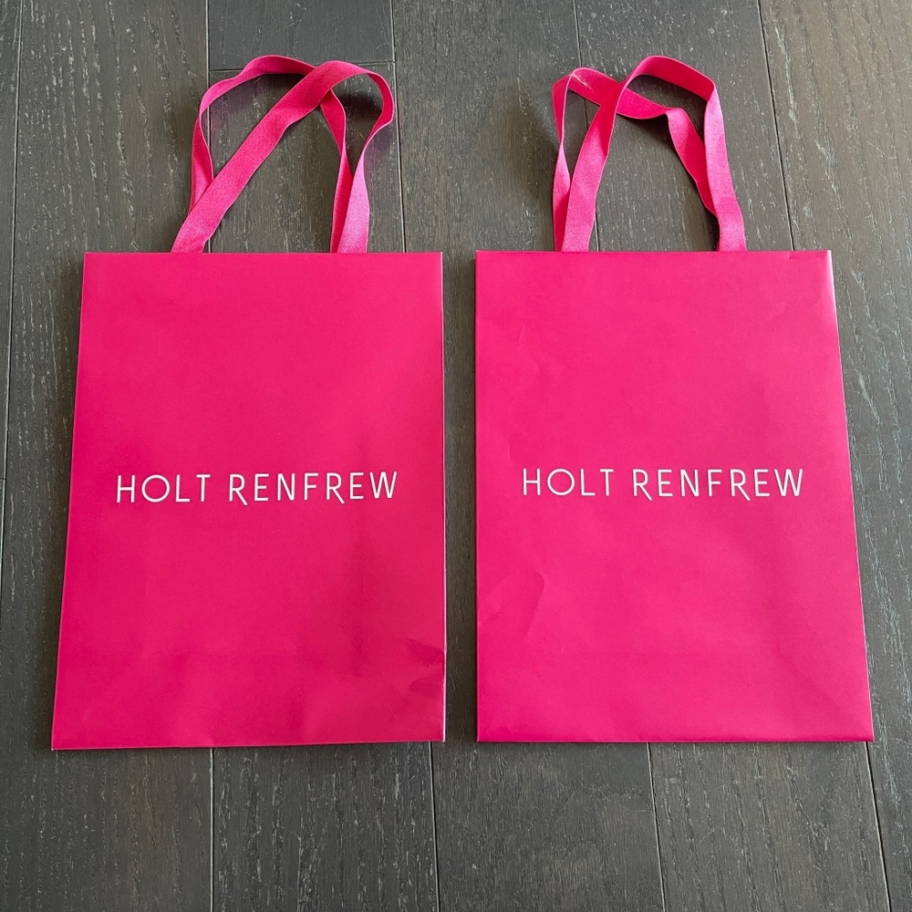 Holt Renfrew red pink empty shopping bag tote storage decoration 30/23/10cm